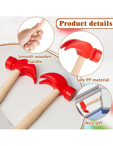 Lewtemi 8 Martillos de Madera Juguete Educativo 16.5 cm