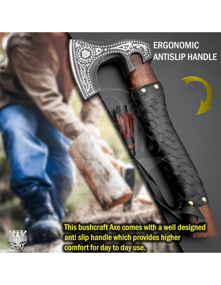 Hacha Vikinga SHINY CRAFTS 48 cm Acero Carbono con Funda Hacha Vikinga SHINY CRAFTS 48 cm Acero Carbono con Funda