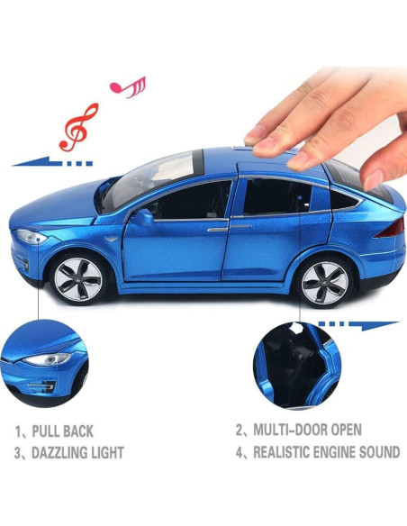 Coche Diecast Modelo X EROCK 1:32 Azul con Luz y Sonido Coche Diecast Modelo X EROCK 1:32 Azul con Luz y Sonido