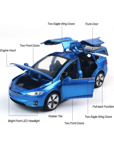 Coche Diecast Modelo X EROCK 1:32 Azul con Luz y Sonido Coche Diecast Modelo X EROCK 1:32 Azul con Luz y Sonido