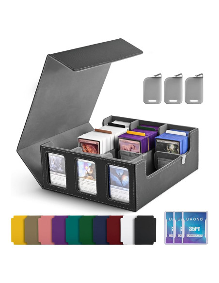 Caja de Almacenamiento de Cartas UAONO 1800+ Negra y Gris Caja de Almacenamiento de Cartas UAONO 1800+ Negra y Gris