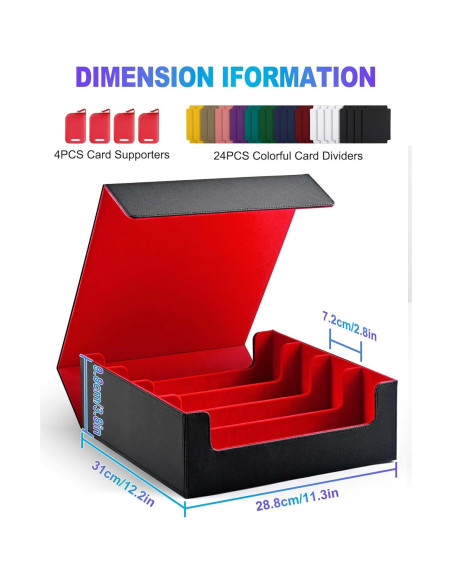 Caja de Almacenamiento de Cartas UAONO 2400+ Negro y Rojo Caja de Almacenamiento de Cartas UAONO 2400+ Negro y Rojo