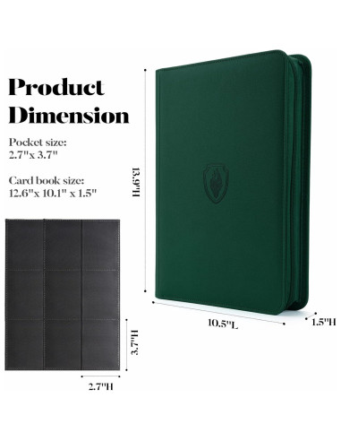 Carpeta de Tarjetas Fabmaker 9 Bolsillos Verde 360 Capacidad