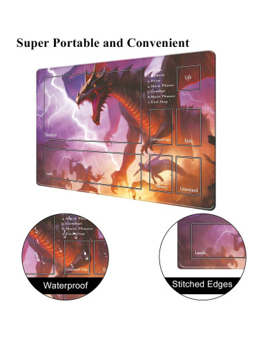 Tapete de Juego MTG Cyaboyibo Dragón 60x35 cm con Zonas