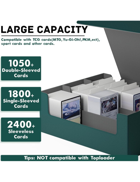 Caja de Almacenamiento de Cartas ZLCA Triple 1800+ Verde Caja de Almacenamiento de Cartas ZLCA Triple 1800+ Verde