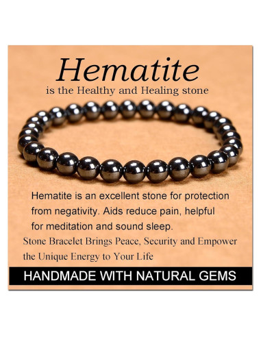 Pulsera Elástica de Hematita 6mm - Salud y Sanación Hecha a Mano