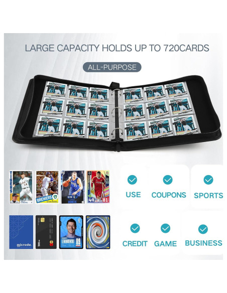 Carpeta de Tarjetas TCGUARD 900 Bolsillos PU Negra Carpeta de Tarjetas TCGUARD 900 Bolsillos PU Negra