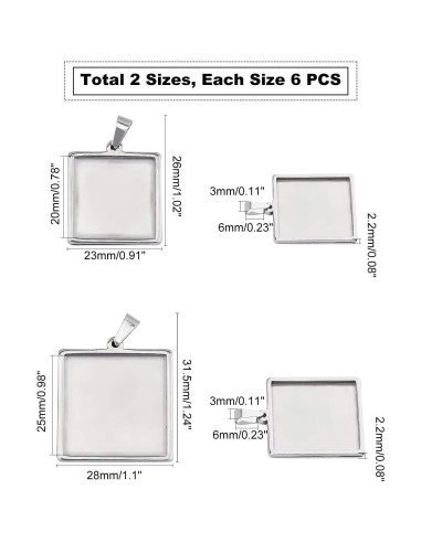 Bandejas Bezel Cuadradas 20x20mm y 25x25mm UNICRAFTALE