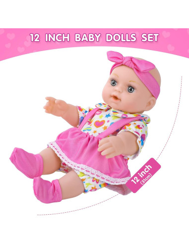 Muñeca de Bebé DONTNO 30 cm con Mochila y Accesorios
