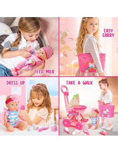Conjunto Cochecito Muñeca Golray 17 Piezas 30,48 cm