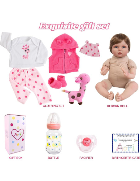 Muñeca Reborn Realista Aori 55.88 cm con Accesorios Muñeca Reborn Realista Aori 55.88 cm con Accesorios