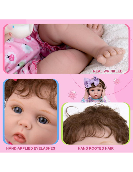 Muñeca Aori Reborn 55.88 cm Realista con Ropa Rosa Muñeca Aori Reborn 55.88 cm Realista con Ropa Rosa