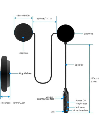Auricular Bluetooth ELIKIDSTO para Casco de Motocicleta IPX7