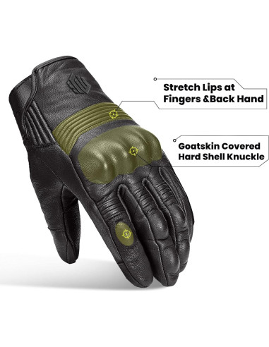 Guantes de Motocicleta ILM DN01 de Cuero con Pantalla Táctil