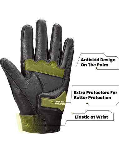 Guantes de Motocicleta ILM DN01 de Cuero con Pantalla Táctil