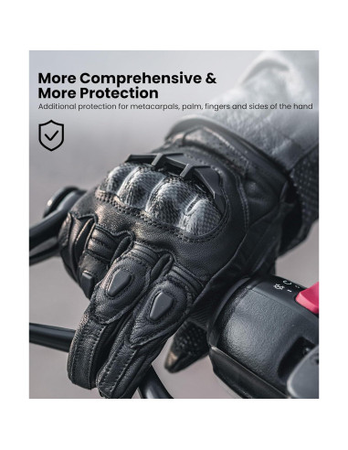 Guantes de motocicleta ILM GRC01 de cuero transpirables