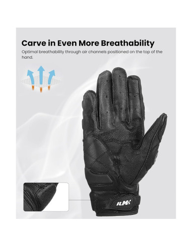 Guantes de motocicleta ILM GRC01 de cuero transpirables