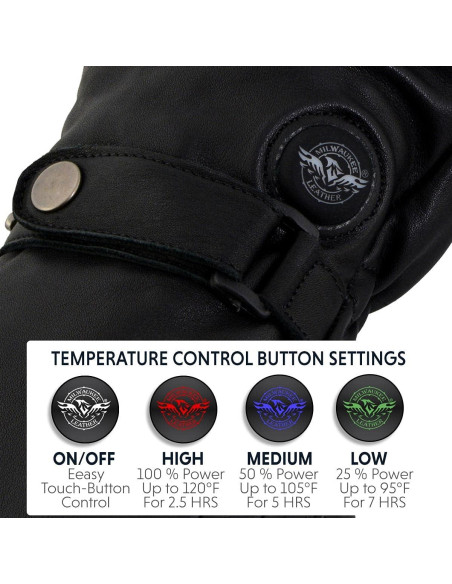 Guantes Calentados Milwaukee Leather 2X Grande Negro Guantes Calentados Milwaukee Leather 2X Grande Negro