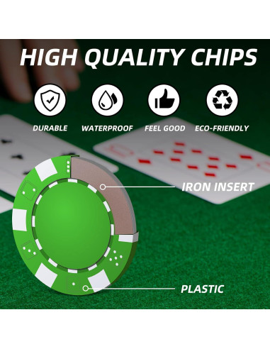NOLIE Juego de Fichas de Póker 300 PCS con Estuche de Aluminio