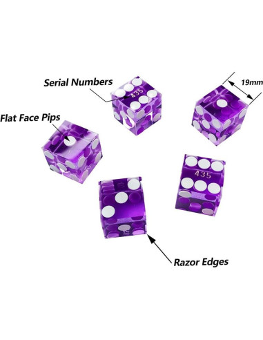 Dados de Casino Yuanhe 19mm Violeta - Grado AAA Precisión