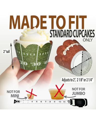Fundas para Cupcakes Confetti Couture - Fútbol Verde y Marrón