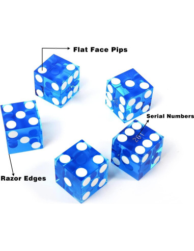Juego de Dados de Casino GSE 5 Piezas 19mm Azul