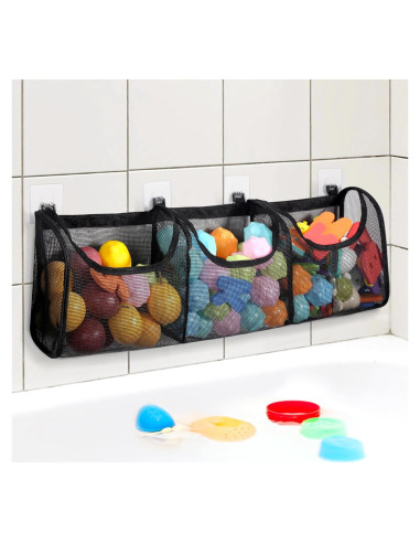 Organizador de Juguetes de Baño Goowin, 3 Compartimentos, Negro
