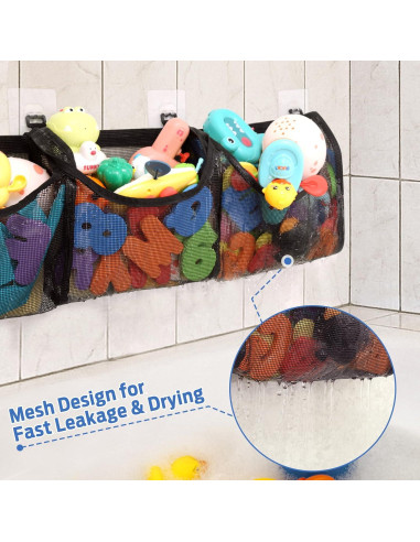 Organizador de Juguetes de Baño Goowin, 3 Compartimentos, Negro