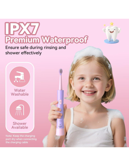 Cepillo de dientes eléctrico JTF para niños rosa recargable Cepillo de dientes eléctrico JTF para niños rosa recargable