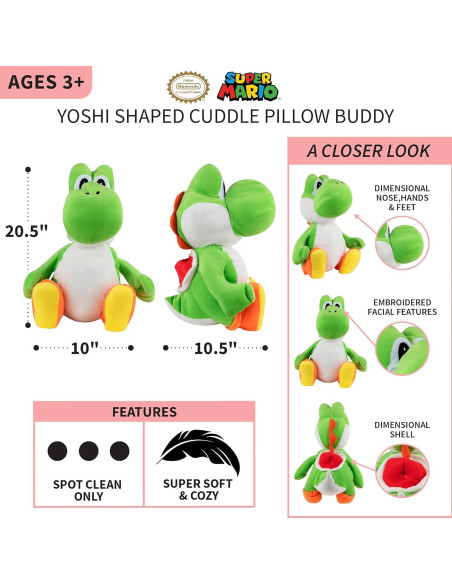 Almohada Yoshi Franco Kids 52 cm Suave y Acurrucada Almohada Yoshi Franco Kids 52 cm Suave y Acurrucada