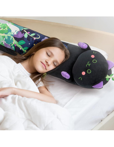 Almohada Corporal Gato Negro Peluche Mewaii 70 cm Suave