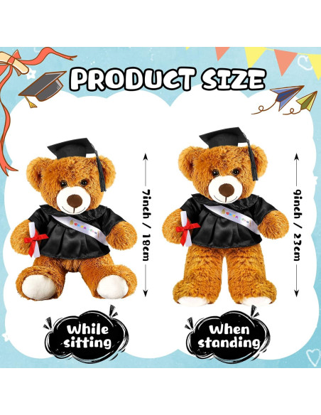 Oso de Graduación 2025 Foilswirl Toga y Gorro 22,86 cm Oso de Graduación 2025 Foilswirl Toga y Gorro 22,86 cm
