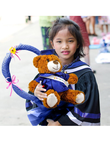 Oso de Graduación 2025 Foilswirl Azul 35.5 cm con Toga