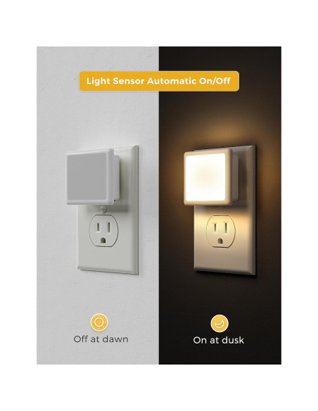 Luz Nocturna LED LOHAS 2-Pack 0.3W 3000K Auto On/Off Luz Nocturna LED LOHAS 2-Pack 0.3W 3000K Auto On/Off