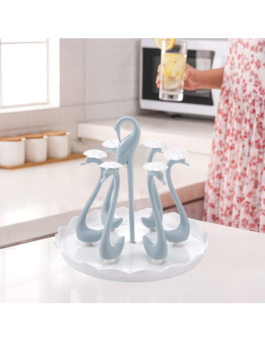 Soporte para Secar Tazas Cyrank Cisne Azul 6 Cabezas