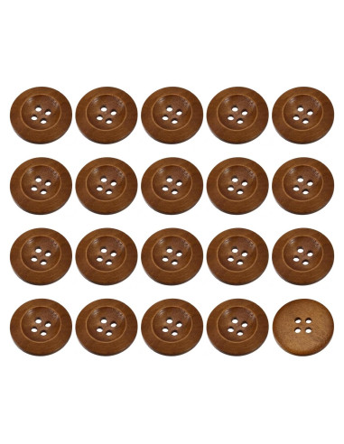 Botones de Madera uxcell 28mm 50 Pcs 4 Agujeros Café