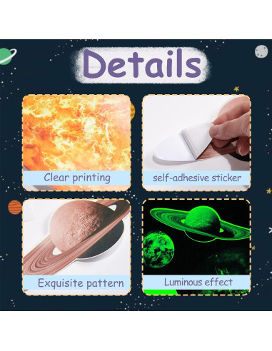 Stickers de Estrellas Brillantes Robmoda - Sistema Solar