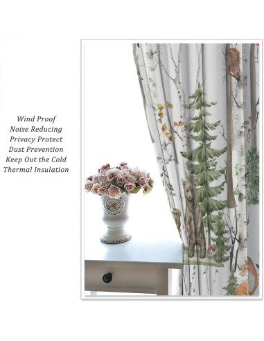 Cortinas Opacas Trelemek Animales del Bosque 2 Paneles 53x160 cm