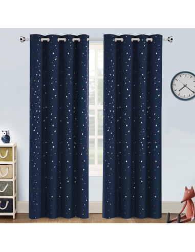 Cortinas Blackout PrinceDeco 2 Paneles Estrellas 52x213 cm
