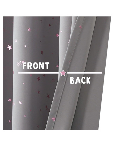 Cortinas Blackout PrinceDeco 2 Paneles Estrellas Rosa 54x132cm