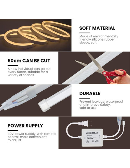 Tira LED 2M Wisada 6500K IP67 Flexible 120 LEDs/m Tira LED 2M Wisada 6500K IP67 Flexible 120 LEDs/m