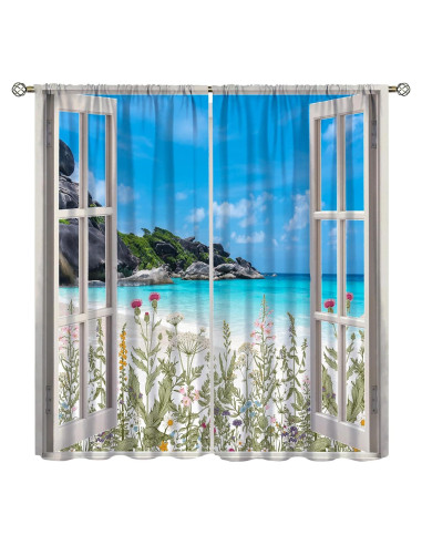 Cortinas Blackout AAVEUP 70x160 cm Playa Art Deco