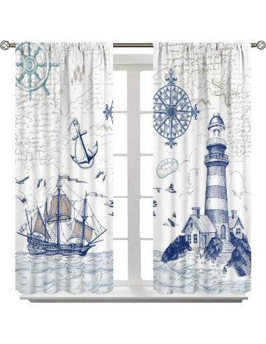 Cortinas Blackout AAVEUP 66x213 cm Oceánico Art Deco