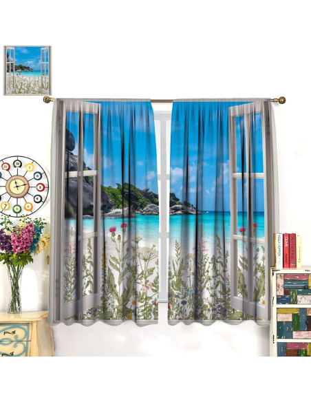 Cortinas de Playa AAVEUP 2 Paneles 53x114 cm Estilo Art Deco Cortinas de Playa AAVEUP 2 Paneles 53x114 cm Estilo Art Deco