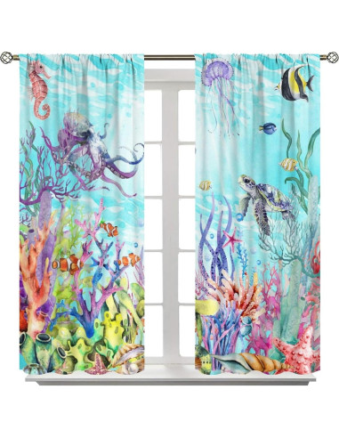 Cortinas AAVEUP Animales Marinos 2 Paneles 54x113cm