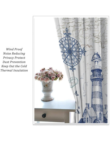 Cortinas Opacas AAVEUP 53x114 cm Estilo Oceánico 2 Piezas