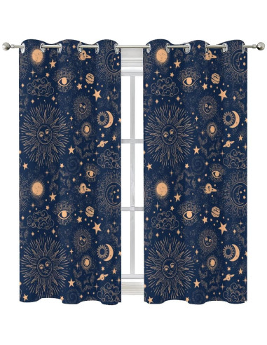 Cortina Blackout Estrella Dorada Llylumty 2 Paneles 53.5x114cm