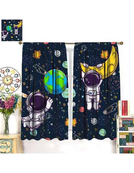 Cortinas Blackout Astronauta Llylumty 2 Paneles 53,5x137cm Cortinas Blackout Astronauta Llylumty 2 Paneles 53,5x137cm