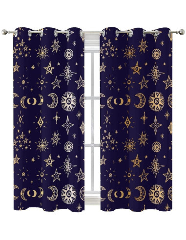 Cortinas Blackout Llylumty 2 Paneles Estrellas 91.5x160cm