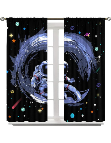 Cortinas Ligeras Llylumty 53.5x114cm Caricatura Astronauta